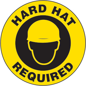 Hard Hat Required Premium Laminated Anti-Slip Floor Decals | FS1014V