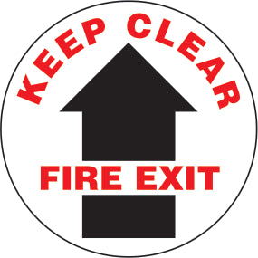 Keep Clear Fire Exit Premium Laminated Anti-Slip Floor Decals | FS1018V