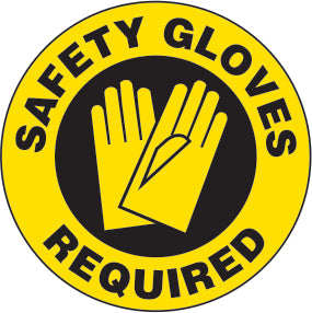 Safety Gloves Required Premium Laminated Anti-Slip Floor Decals | FS1028V