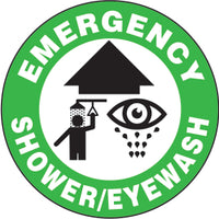 Emergency Shower/Eyewash Premium Laminated Anti-Slip Floor Decals | FS1040V