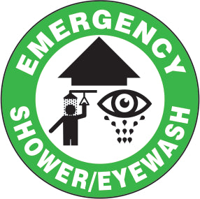 Emergency Shower/Eyewash Premium Laminated Anti-Slip Floor Decals | FS1040V