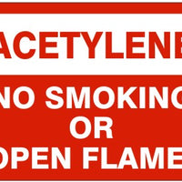 Acetylene No Smoking Or Open Flames Signs | G-0005