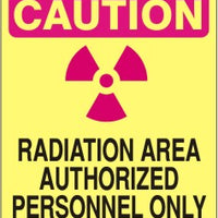 Caution Radiation Area Authorized Personnel Only Signs | G-0813
