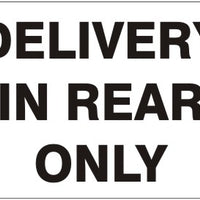Delivery In Rear Only Signs | G-1127