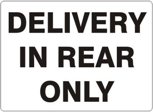 Delivery In Rear Only Signs | G-1127