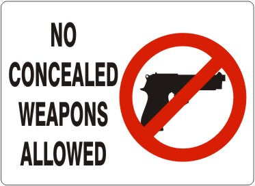 No Concealed Weapons Allowed Signs | G-4724