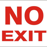 No Exit Red On White Signs | G-4732