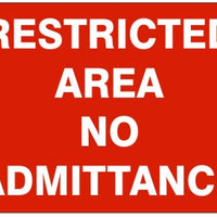 Restricted Area No Admittance Signs | G-6643