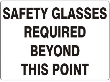 Safety Glasses Required Beyond This Point Signs | G-7112