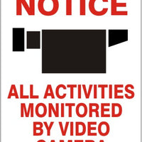 Notice All Activities Monitored By Video Camera Signs | G-9336