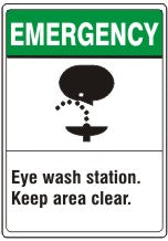ANSI Z535 Emergency Eye Wash Station Keep Area Clear Signs | AN-26