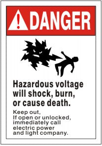 Danger Hazardous Voltage Inside Can Shock Burn Cause Death | AF-6520