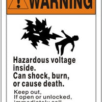 Warning Hazardous Voltage Inside Can Shock Burn Cause Death | AF-6521