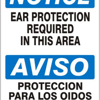 Notice Ear Protection Required In This Area Bilingual Signs | M-0006