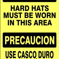 Caution Hard Hats Must Be Worn In This Area Bilingual Signs | M-0008