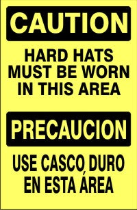 Caution Hard Hats Must Be Worn In This Area Bilingual Signs | M-0008