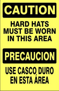 Caution Hard Hats Must Be Worn In This Area Bilingual Signs | M-0008