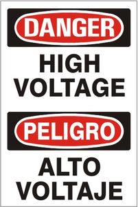 Danger High Voltage Bilingual Signs | M-0010