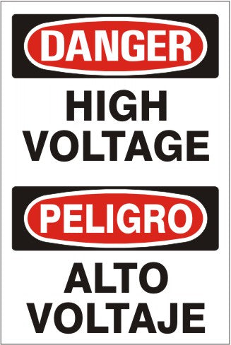 Danger High Voltage Bilingual Signs | M-0010