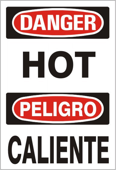 Danger Hot Bilingual Signs | M-0011