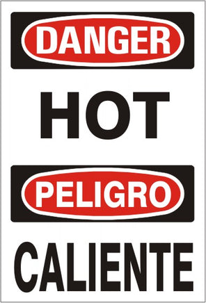 Danger Hot Bilingual Signs | M-0011