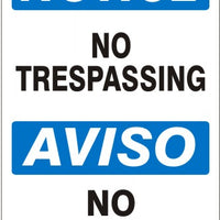 Notice No Trespassing Bilingual Signs | M-0017