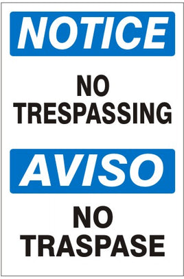 Notice No Trespassing Bilingual Signs | M-0017