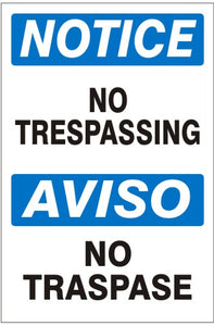Notice No Trespassing Bilingual Signs | M-0017