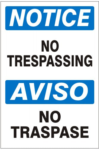 Notice No Trespassing Bilingual Signs | M-0017