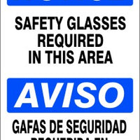 Notice Safety Glasses Required In This Area Bilingual Signs | M-0018