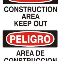 Danger Construction Area Keep Out Bilingual Signs | M-0702