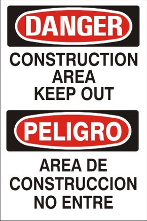 Danger Construction Area Keep Out Bilingual Signs | M-0702