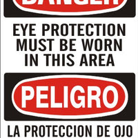 Danger Eye Protection Must Be Worn In This Area Bilingual Signs | M-0709