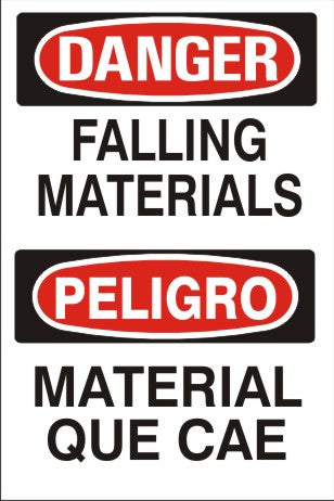 Danger Falling Materials Bilingual Signs | M-0712