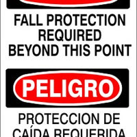 Danger Falling Protection Required Beyond This Point Bilingual Signs | M-0713