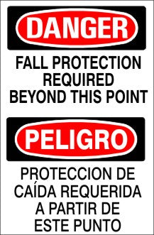 Danger Falling Protection Required Beyond This Point Bilingual Signs | M-0713