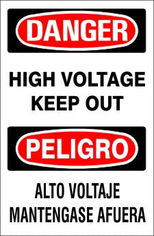 Danger High Voltage Keep Out Bilingual Signs | M-0721