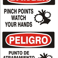 Danger Pinch Points Watch Your Hands Bilingual Signs | M-0732
