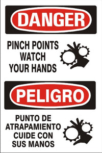Danger Pinch Points Watch Your Hands Bilingual Signs | M-0732
