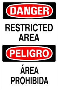 Danger Restricted Area Bilingual Signs | M-0734
