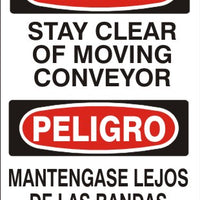Danger Stay Clear Of Moving Conveyor Bilingual Signs | M-0736