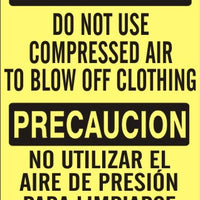 Caution Do Not Use Compressed Air To Blow Off Clothes Bilingual Signs | M-0739