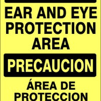 Caution Ear And Eye Protection Area Bilingual Signs | M-0740