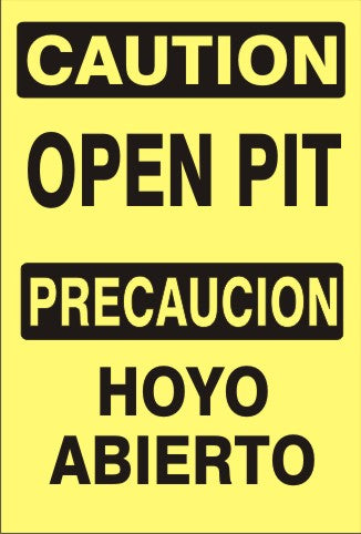 Caution Open Pit Bilingual Signs | M-0745