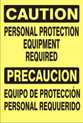 Caution Personal Protection Equipment Required Bilingual Signs | M-0746