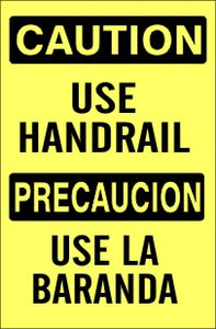 Handrail Labes Caution Use Handrail Bilingual Signs | M-0749 | Rutke Signs Home of ...