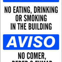 Notice No Eating Drinking Or Smoking In This Building Bilingual Signs | M-0757