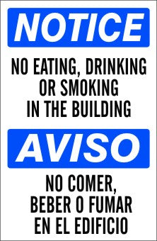 Notice No Eating Drinking Or Smoking In This Building Bilingual Signs | M-0757