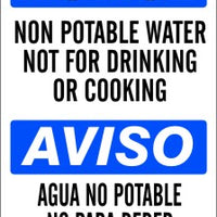 Notice Non Potable Water Not For Drinking Or Cooking Bilingual Signs | M-0759