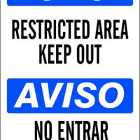 Notice Restricted Area Keep Out Bilingual Signs | M-0760